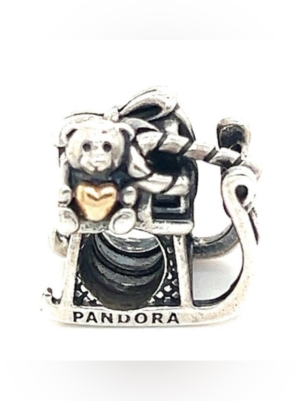 Pandora two-tone bear sleigh charm
